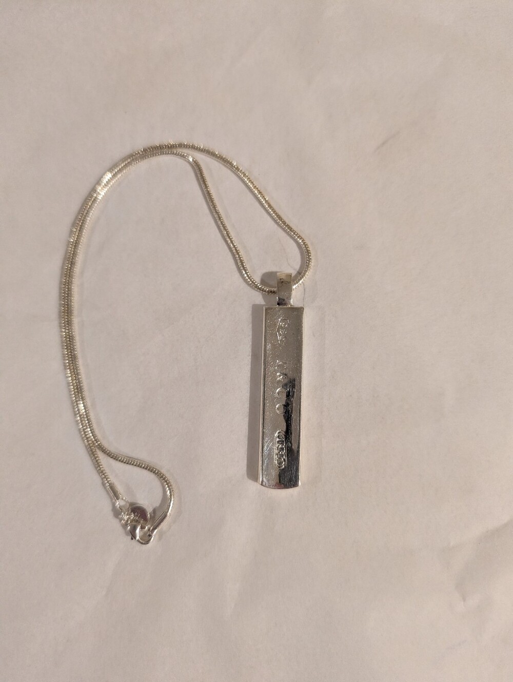 1999 Tiffany & Co 1837 Collection Vertical Bar Pendant Necklace 16" Snake Chain